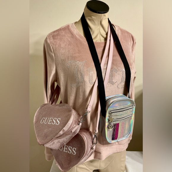 GUESS Glittery Pink Heart (Kids)Crossbody Bundle of 3 BAGS! - Picture 1 of 6